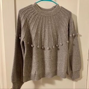 Super cute! Gray Pom Pom sweater like new